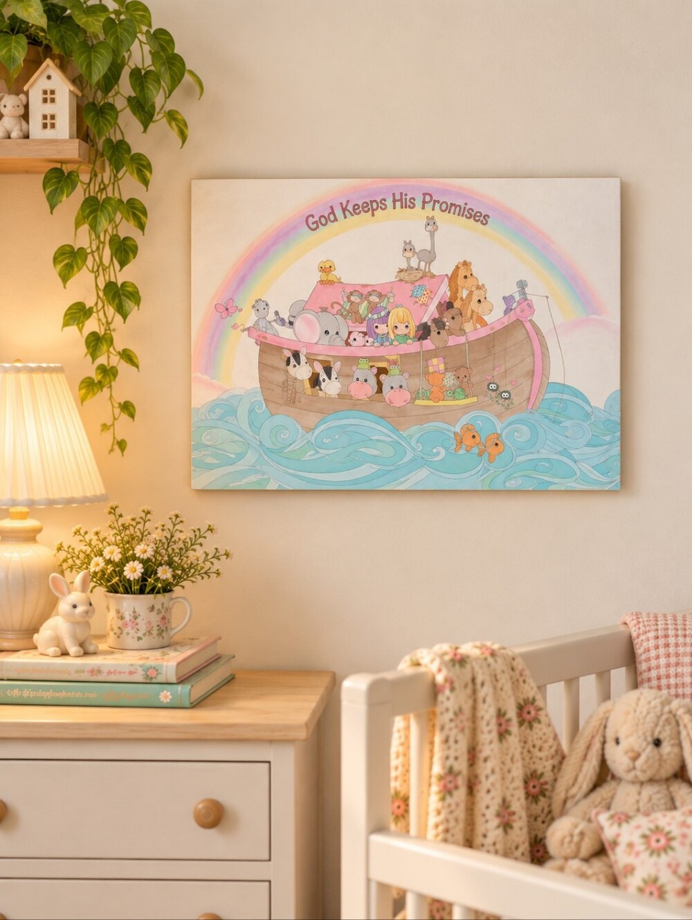 Vintage Precious Moments Noahs Ark Large Wall Art/ Plaque - Collectible Nursery